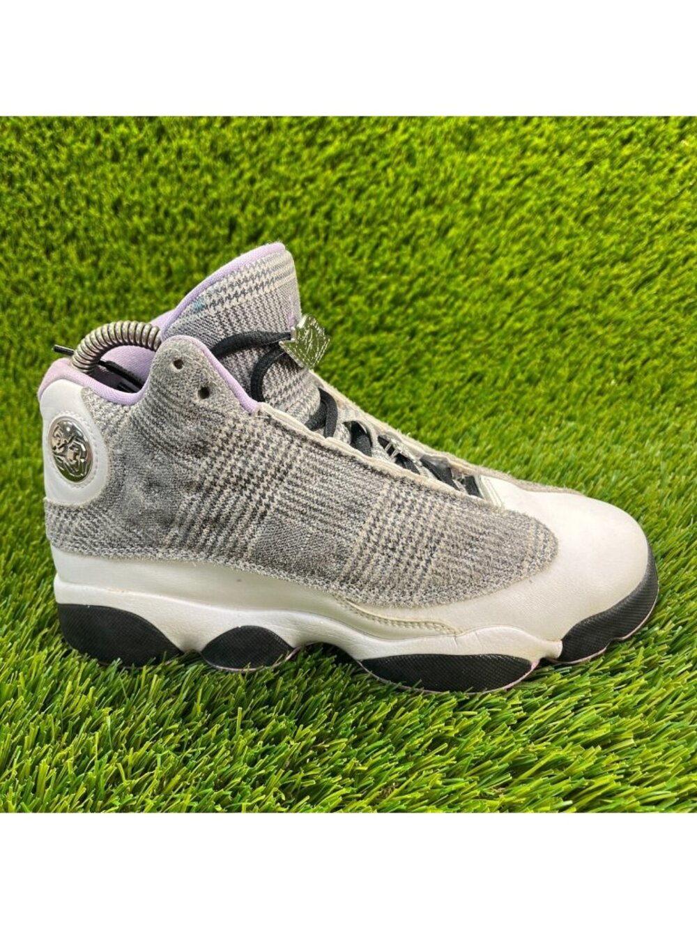 Nike Air Jordan 13 Retro Girls 4.5Y White Purple Athletic Casual Shoes Sneakers